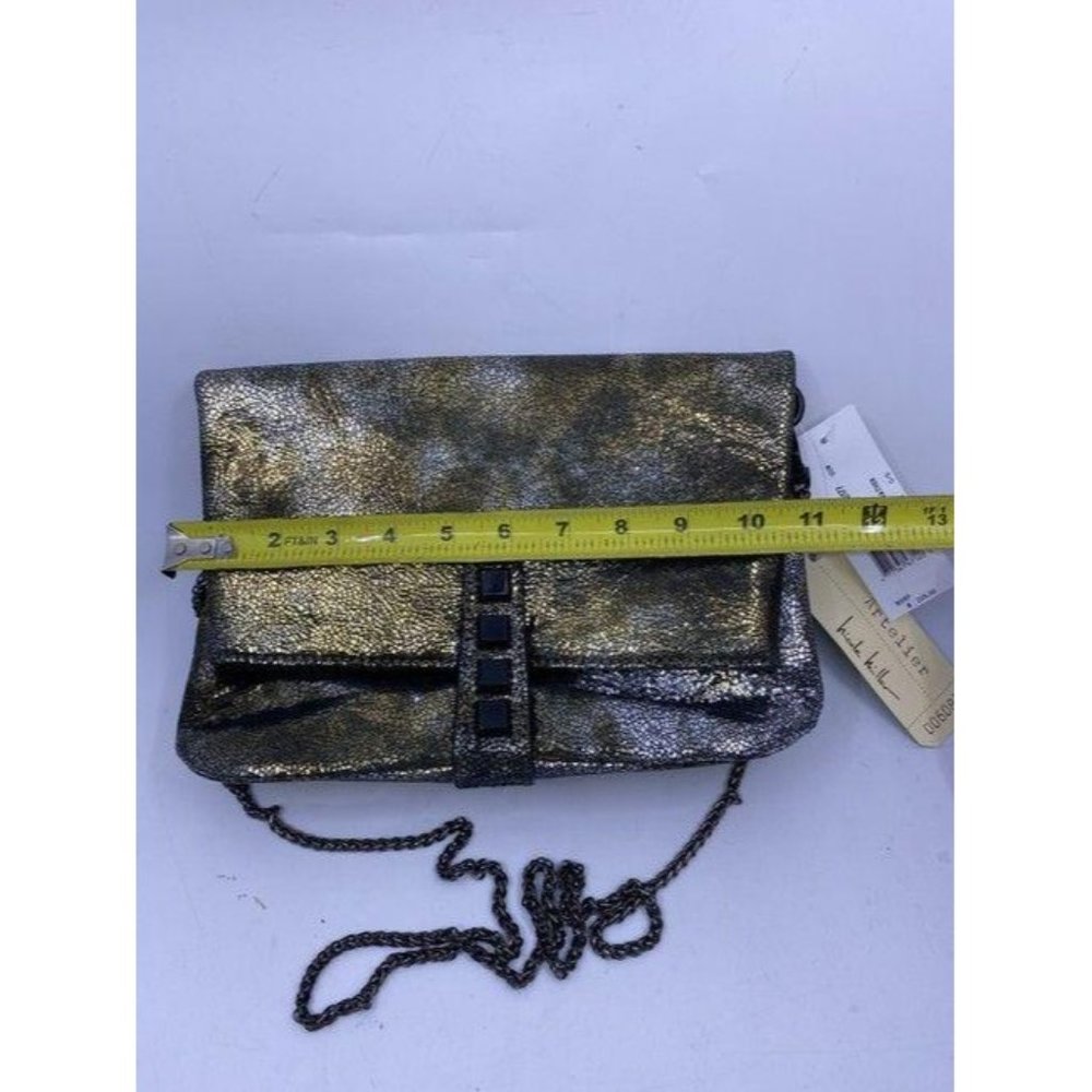 Nicole Miller Msrp Black Gold Leather Cross Body B - Picture 4 of 12